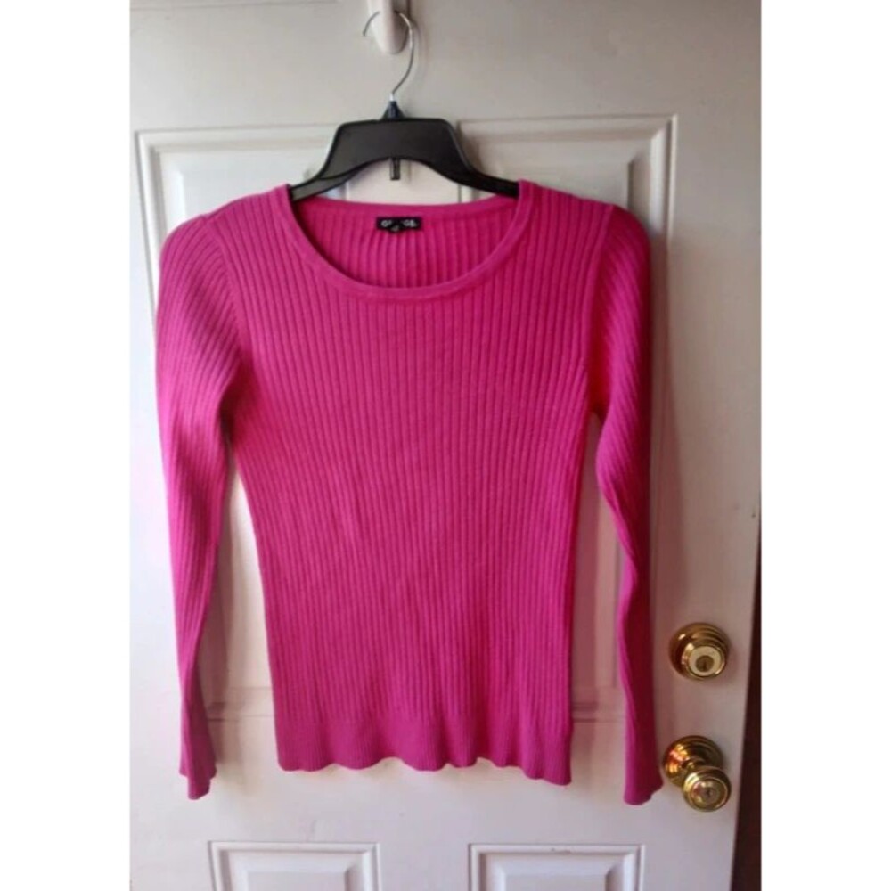 George Ribbed Crew Neck Sweater Bright Pink